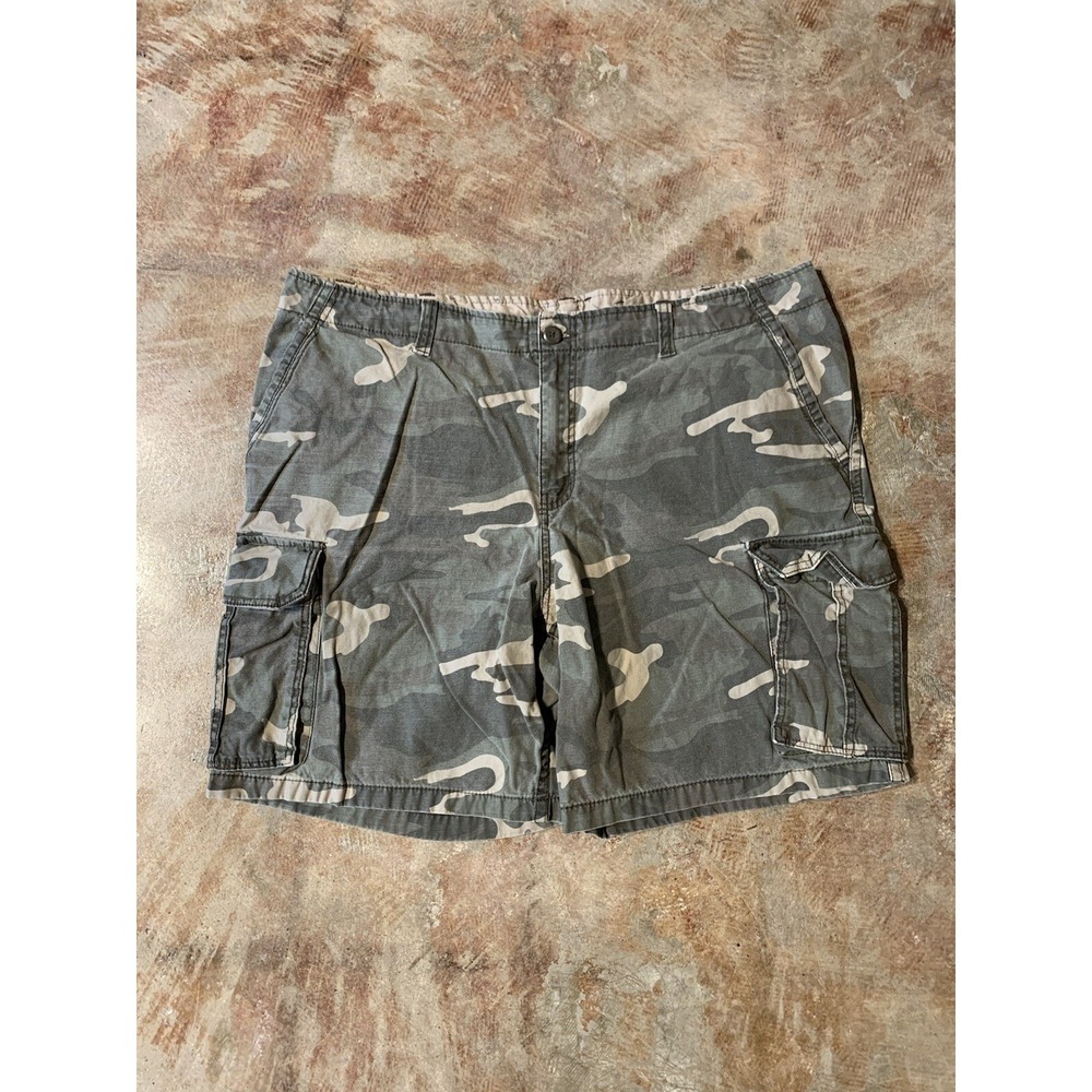 Camo Cargo Shorts sz 44 Faded Glory Camouflage‎ Summer Hiking Green/Tan